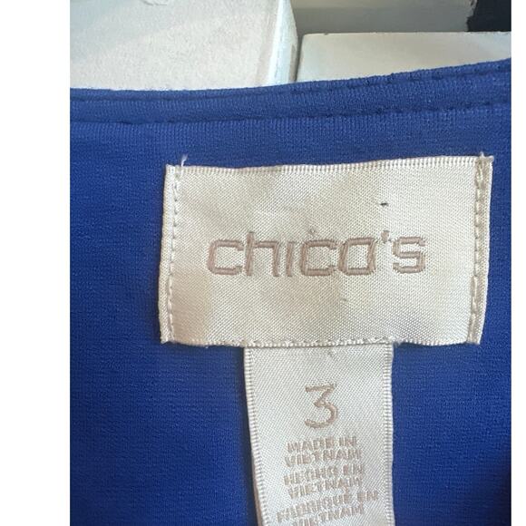 Chico’s Size 3 (16) Vibrant Blue Open Front Dress Jacket with Zipper Pockets - Picture 2 of 8